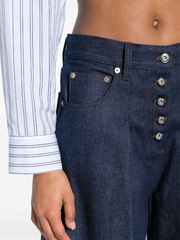 Jacquemus Le De-Nimes Ovalo mid-rise wide-leg Jeans | Blue | FARFETCH