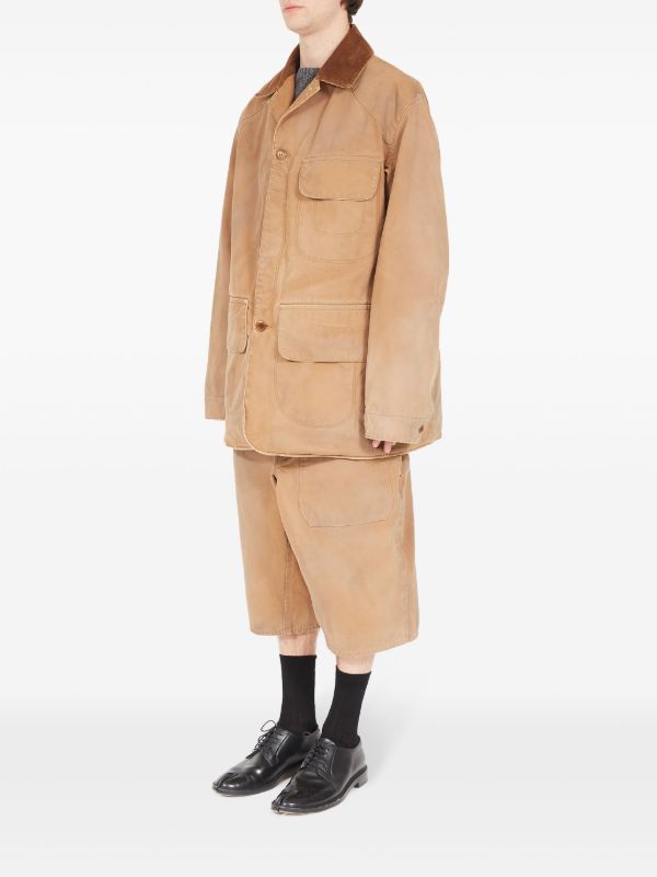 Maison Margiela corduroy-collar Waxed Cotton Jacket | Neutrals