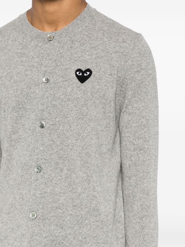 Comme Des Garçons Play Wool Cardigan | Grey | FARFETCH