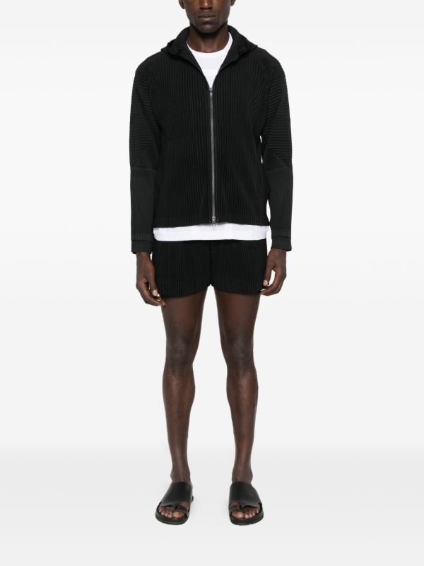 Homme Plissé Issey Miyake fully-pleated zip-up Hoodie | Black