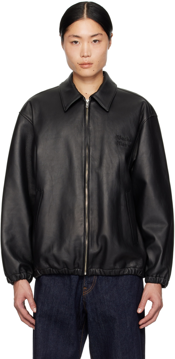 WACKO MARIA Black Double Riders Leather Jacket Wacko Maria