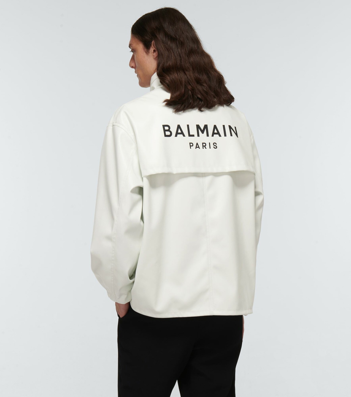 Balmain - Logo faux leather bomber jacket Balmain