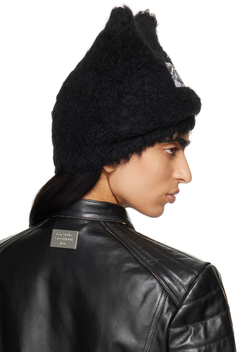 Acne Studios Black Fluffy Square Beanie Acne Studios