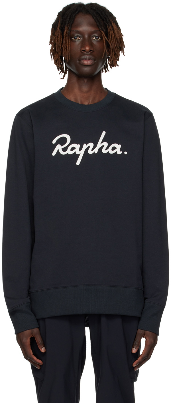 Rapha Men's Cotton Sweatshirt Large Logo Blue Sweatshirts Rapha