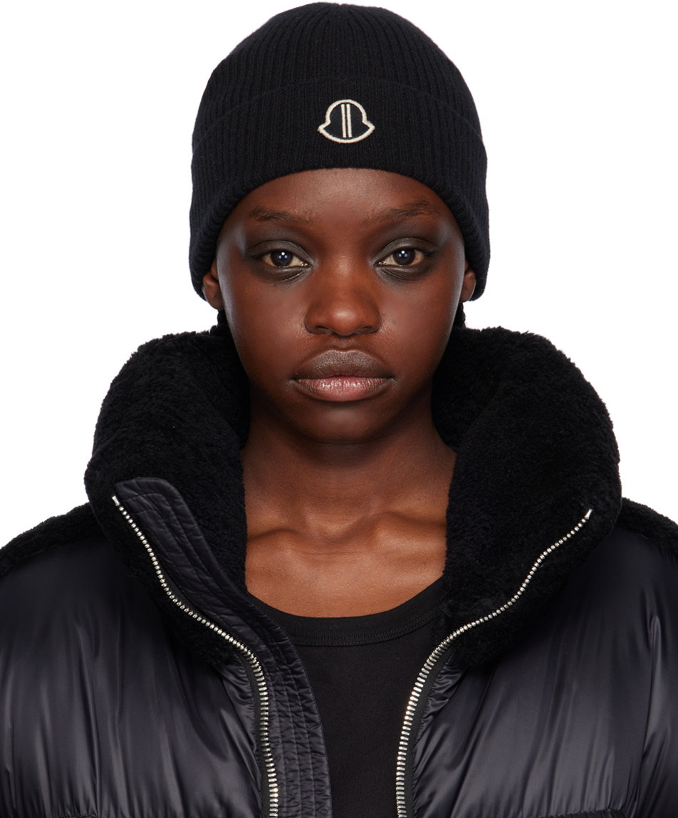 Rick Owens Black Moncler Edition Patch Beanie Rick Owens