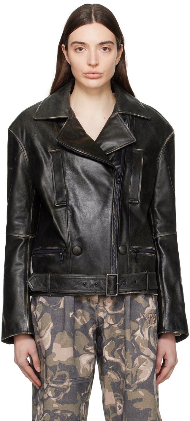 OPEN YY Brown Classic Leather Jacket OPEN YY