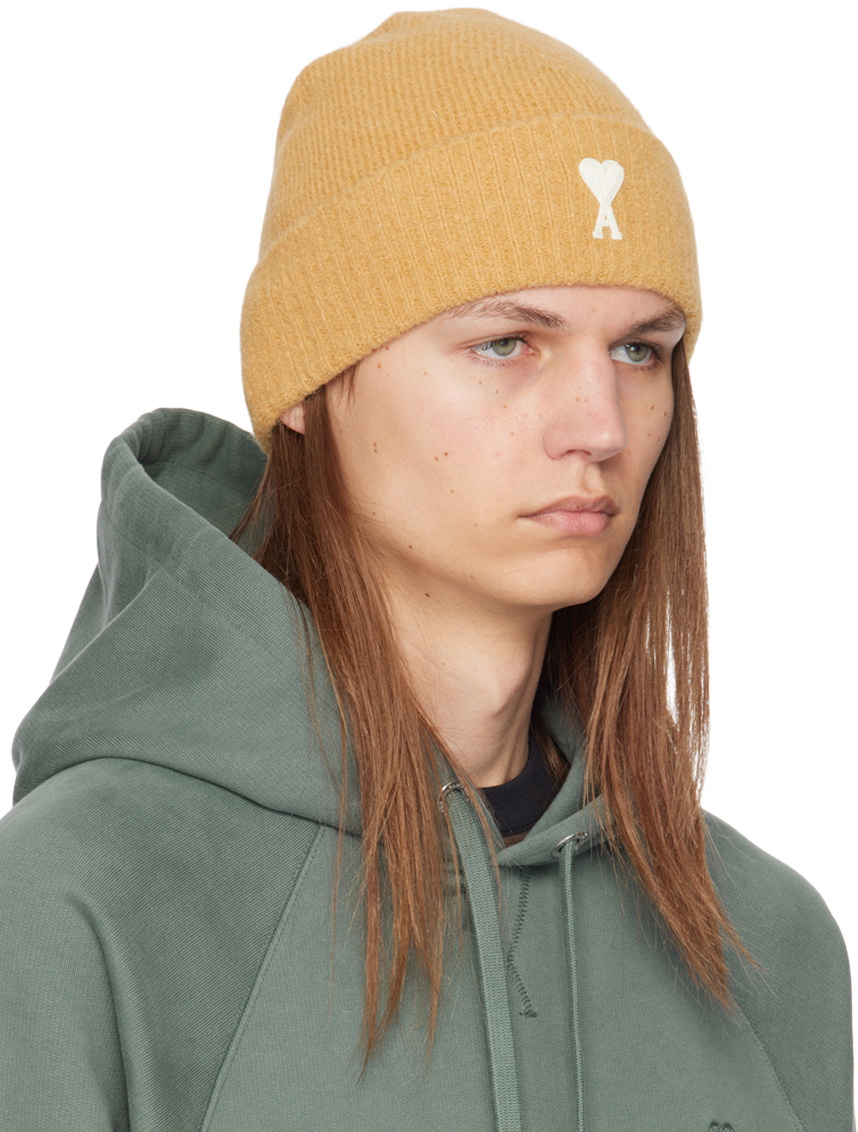 AMI Paris Yellow Off-White Ami de Cœur Beanie AMI