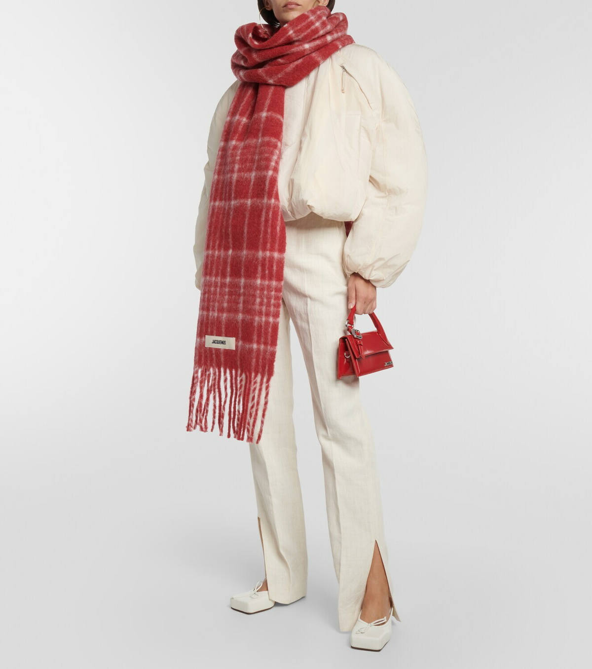 JACQUEMUS 赤 チェック柄 ストール JACQUEMUS 赤 チェック柄 ストール