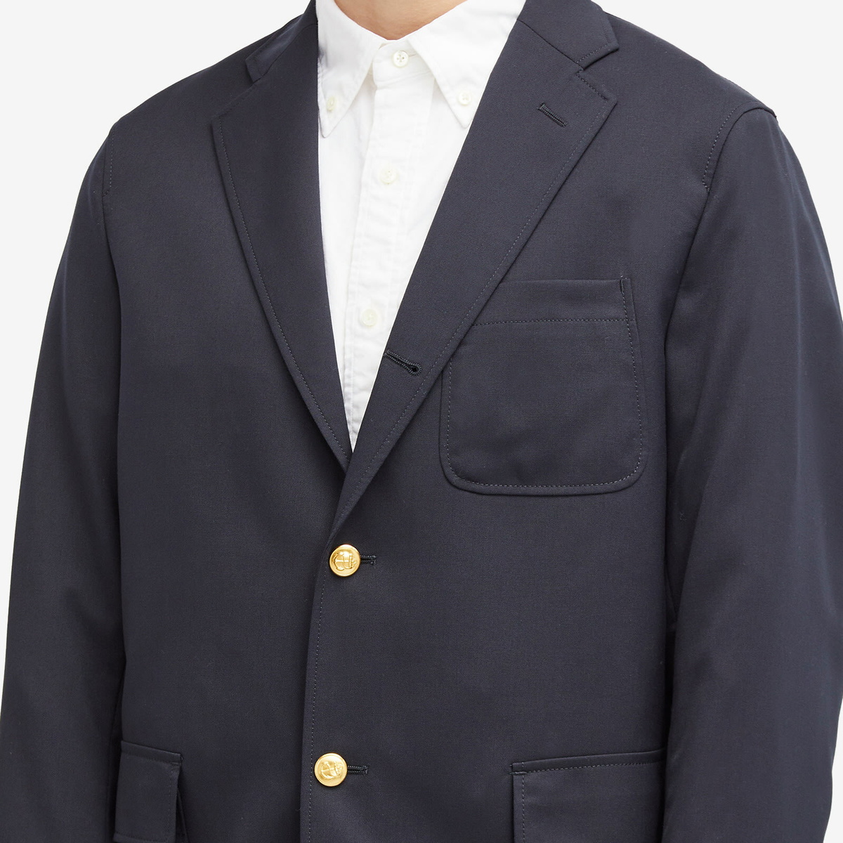 Beams Plus Men's 3 Button Combat Wool Blazer in Navy Beams Plus