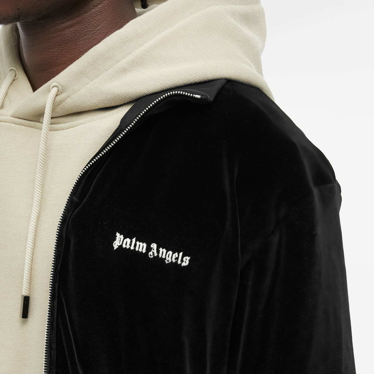 Palm Angels Men's Velvet Track Jacket in Black Palm Angels