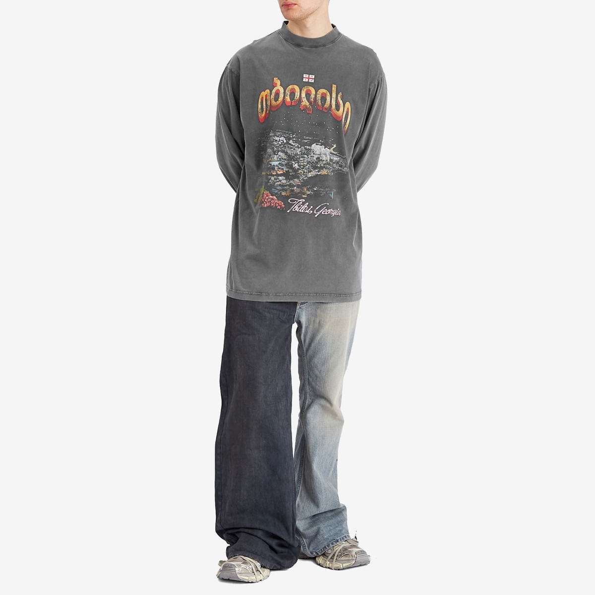 Balenciaga Men's Tbilisi Tubular Long Sleeve Large T-Shirt in