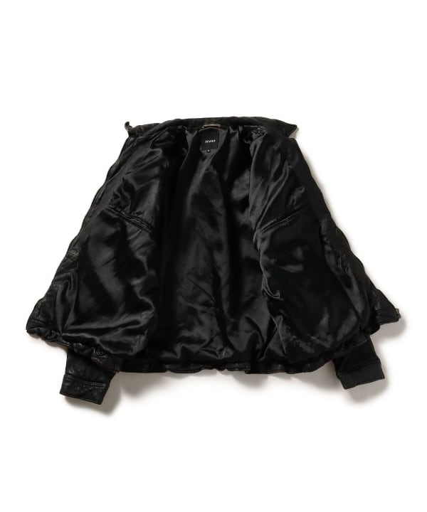 BEAMS限时特惠 做旧皮革拉链夹克 [宽版]（皮革夹克）BEAMS BEAMS网有售