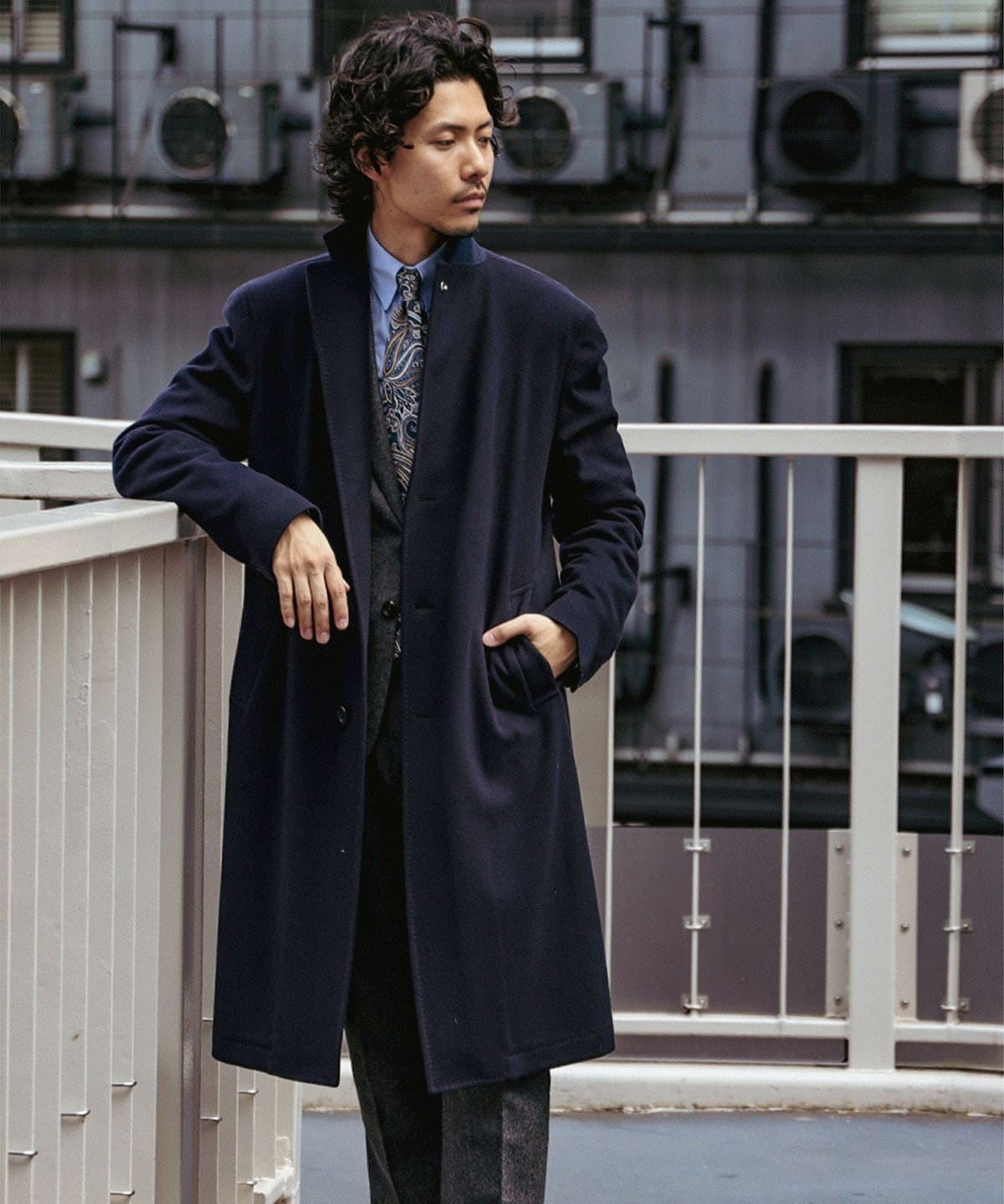 タリアトーレ ウールカシミヤ チェスターコート ネイビー SALE】TAGLIATORE（タリアトーレ）カシミアフランネルチェスター