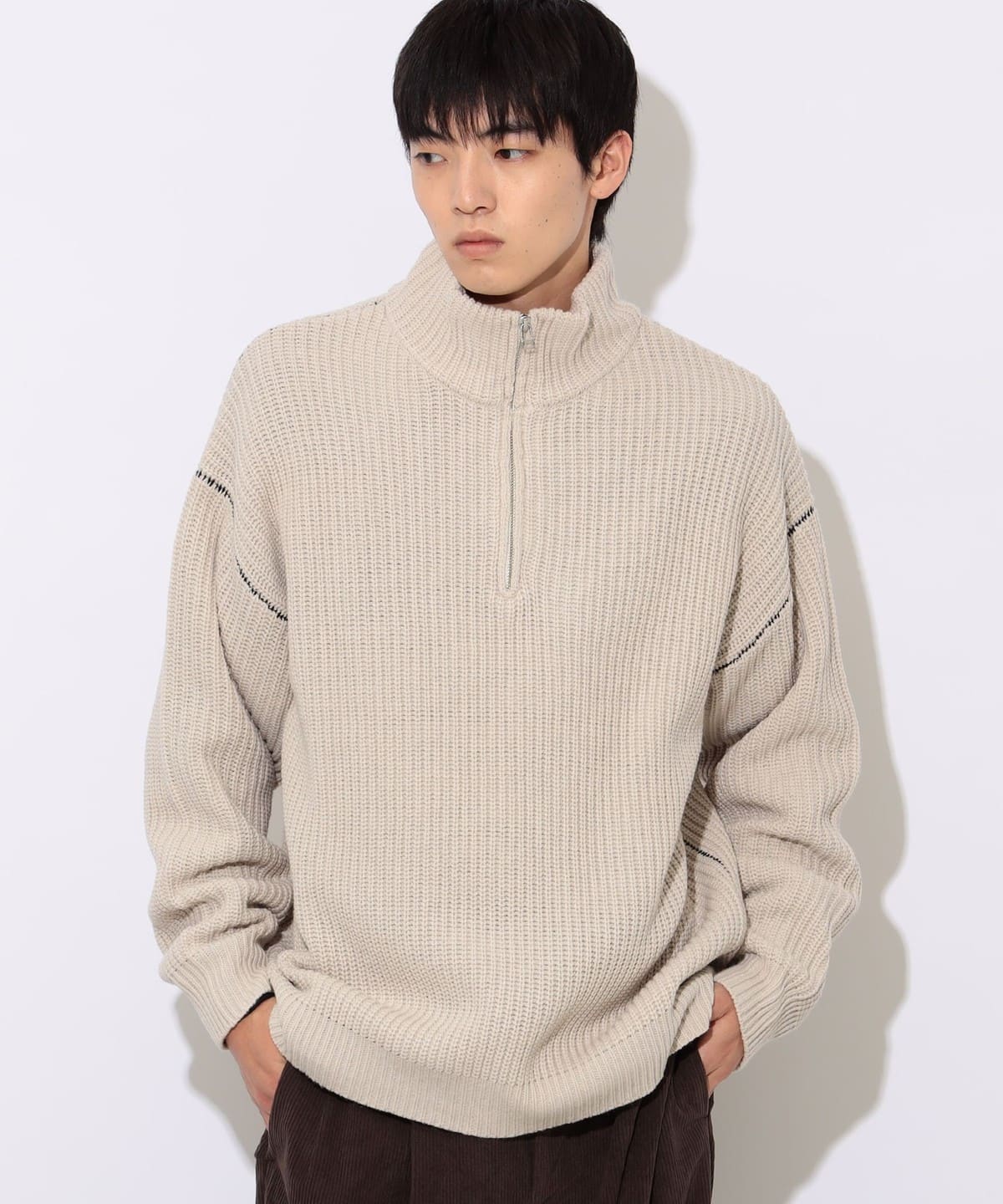 BEAMS HEART（ビームス ハート）【タイムセール】ハーフジップ 片畦