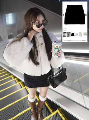 インパン裏地付きシャギーニットミニスカート[an1628] | レディース