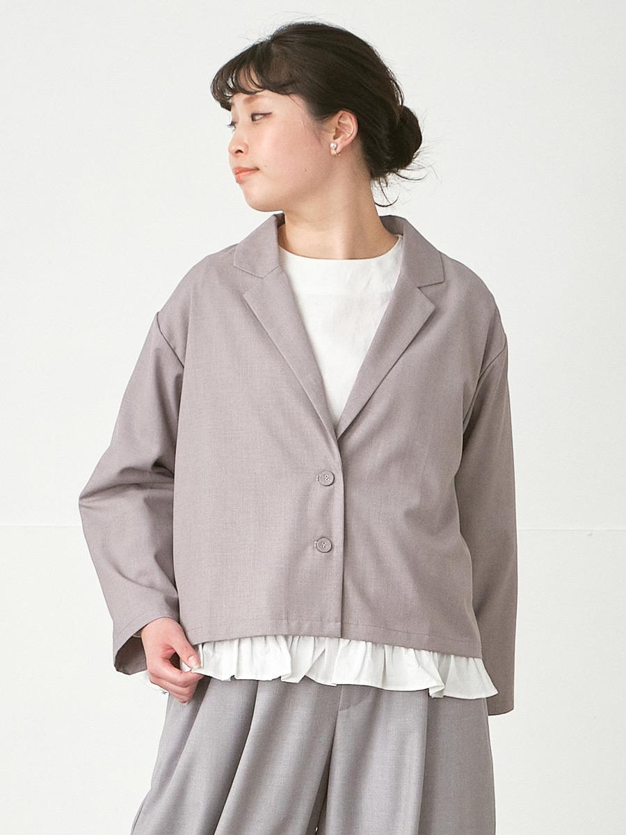 ノーカラーフリルブラウス 綿麻オックス | シャツBLナガソデ | 【公式