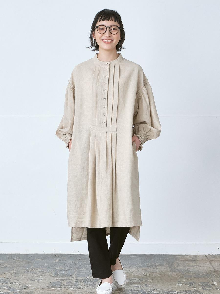 バンドカラーチュニックワンピース L/Rオックス | OPナガソデ | 【公式