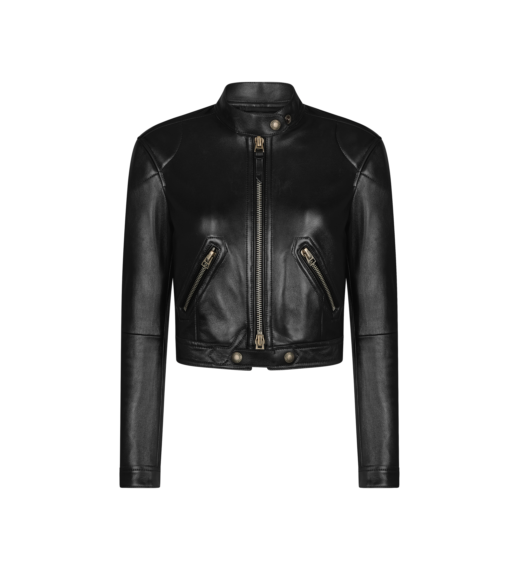 SHINY PLONGE LEATHER ZIP RACER JACKET | TOM FORD Fashion