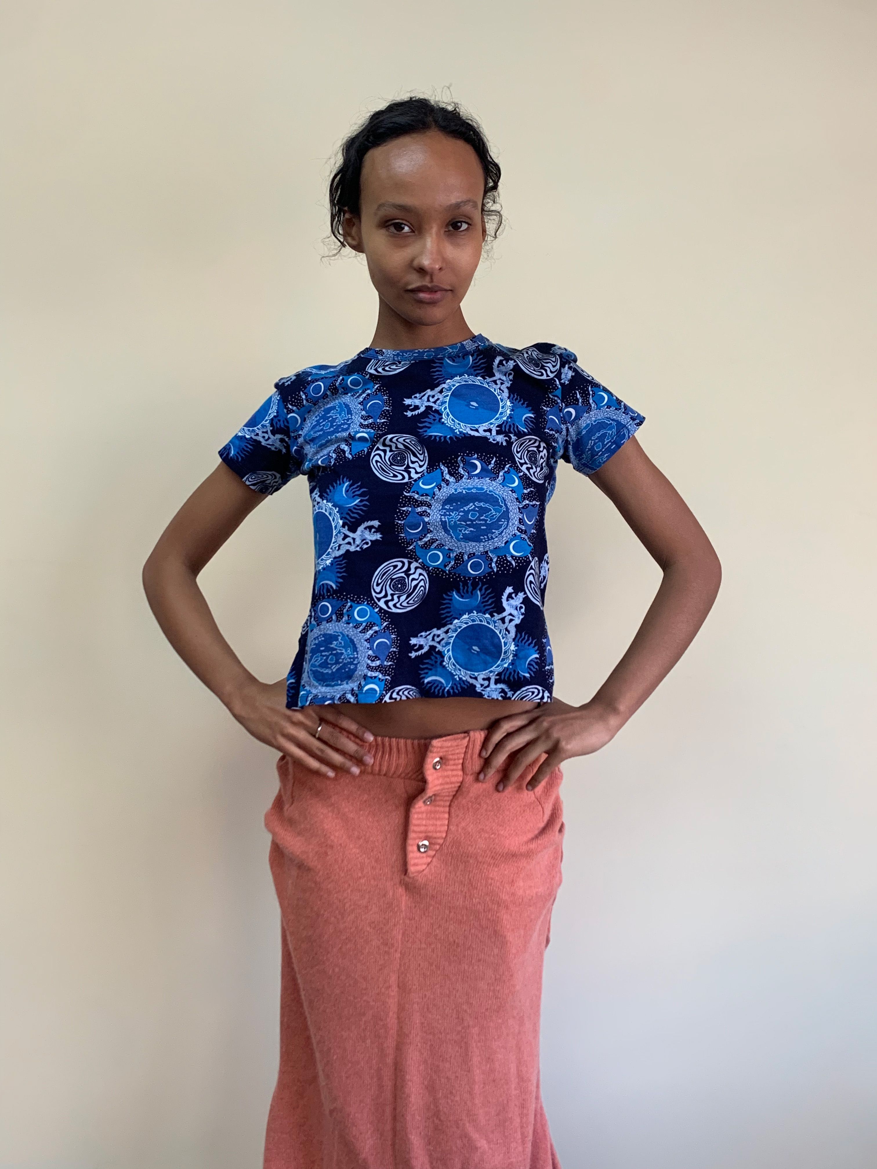 90s Vivienne Westwood Blue Galaxy Print T-shirt