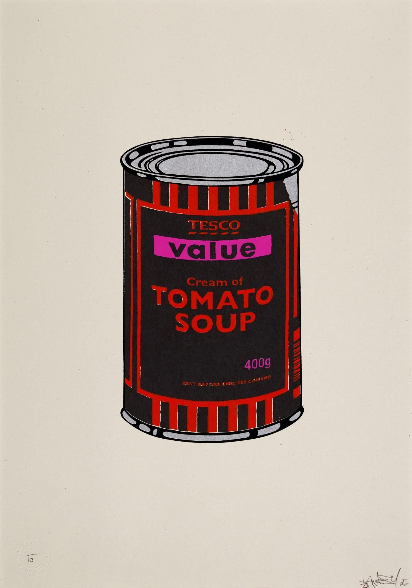 Banksy Soup Can (black, orange and pink) (Signed Print) 2005