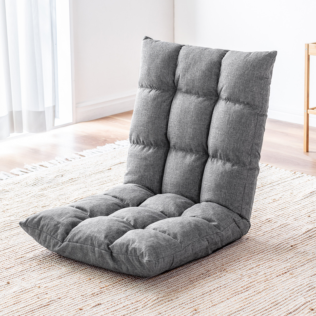 通販生活 楽座椅子（低座椅子）カバーリング＆背あてクッション付 新