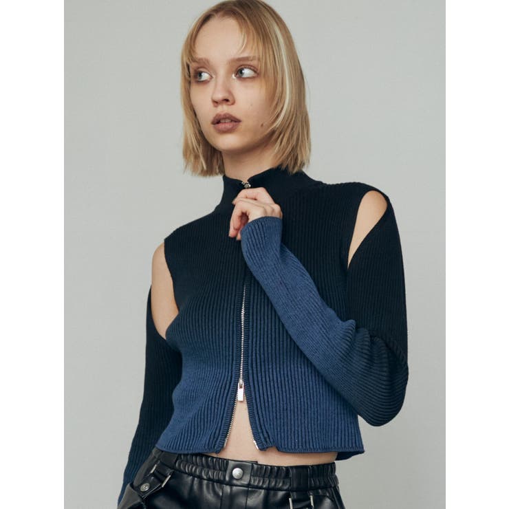 グラデーションリブジップニット[品番：MKSW0062017]｜EMODA（エモダ