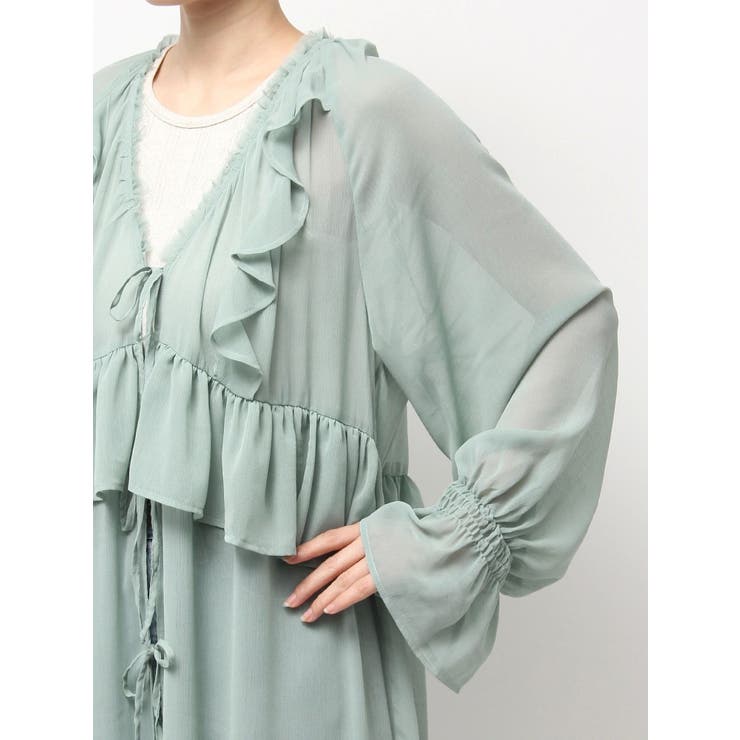 フリルデザインエンブロイダリーワンピース[品番：MKSW0065785