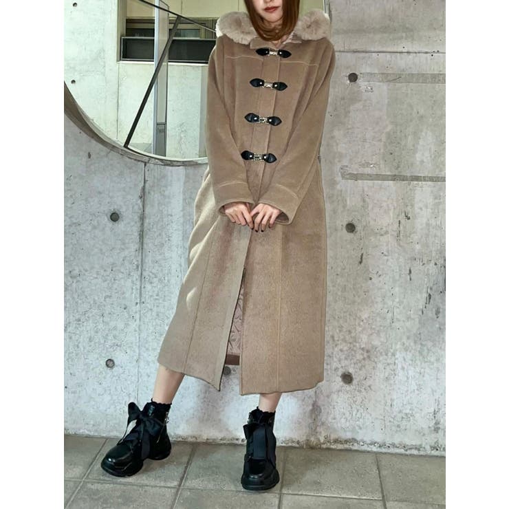 ANAYI ダブルクロス素材フードロングコート ベルテッド 現行タグ ANAYI