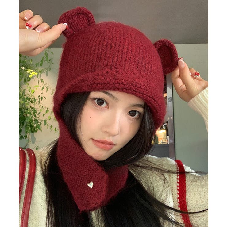 くま耳ニット帽 レディース 韓国風[品番：AGCW0006037]｜SUNSHINE