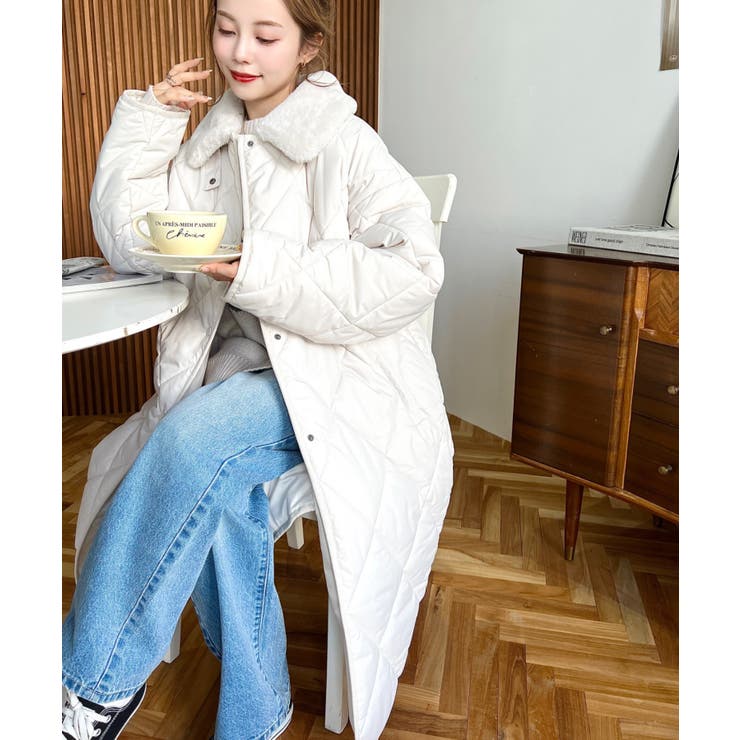 ダイヤキルトファー使い2WAYカラーコートマットポリエステル中綿[品番