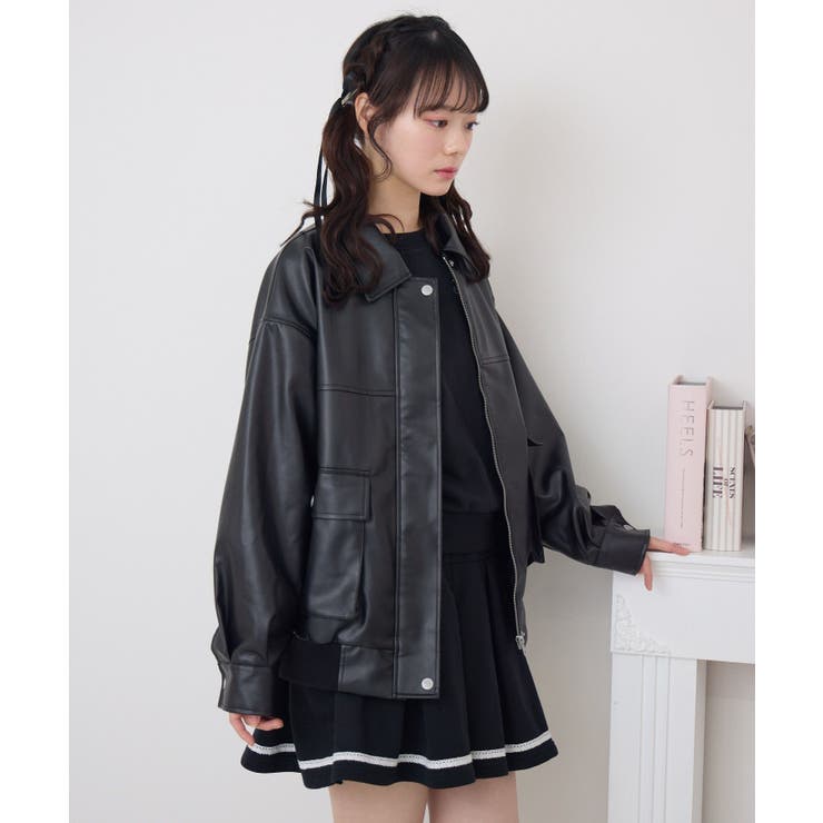 リボン刺繍FレザーJK[品番：RTGW0008707]｜RETRO GIRL（レトロガール