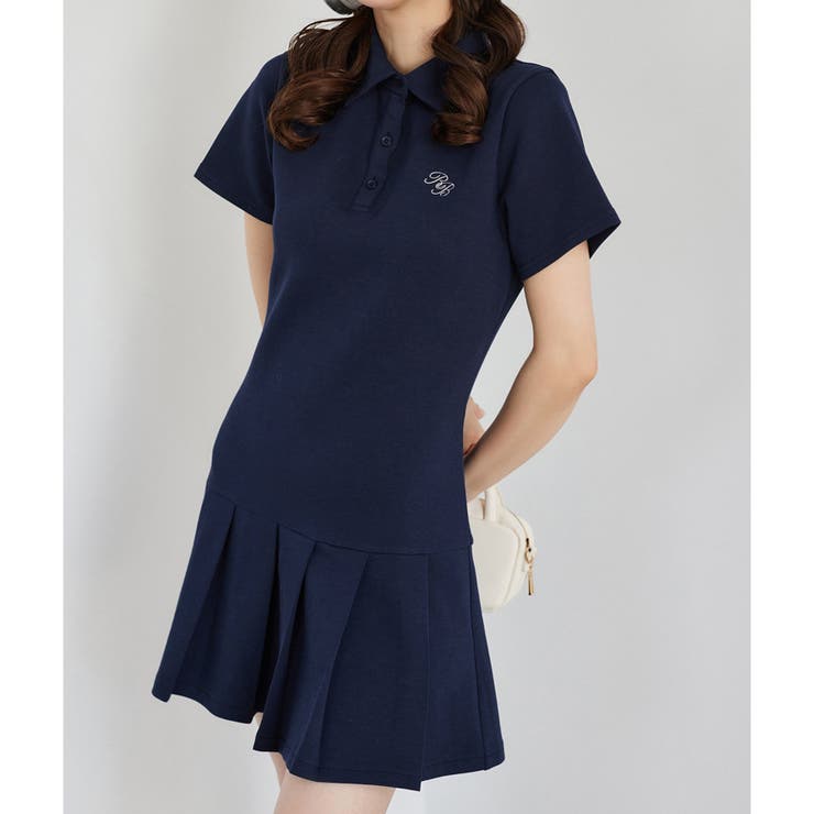 one after another】ポロ襟プリーツミニワンピース[品番：NCLW0015893