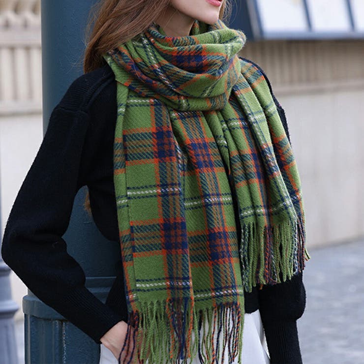 チェック柄マフラー ストール レトロチェック[品番：XL000002747