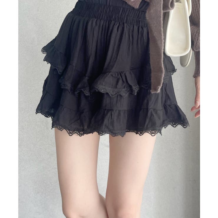 インパン裏地 レース フリル ミニスカート[品番：ORGW0009117]｜Ada