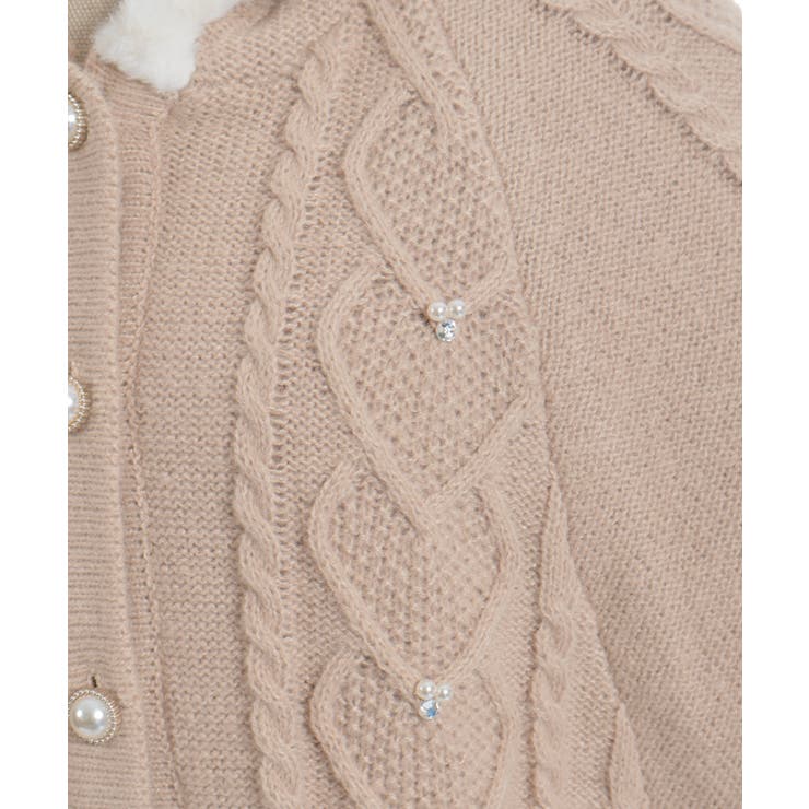 ハート編柄裏ボアニットケープ[品番：IGAW0006944]｜axes femme