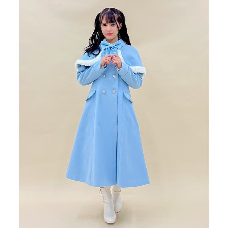 ファーデザインケープ付コート[品番：IGAW0005482]｜axes femme