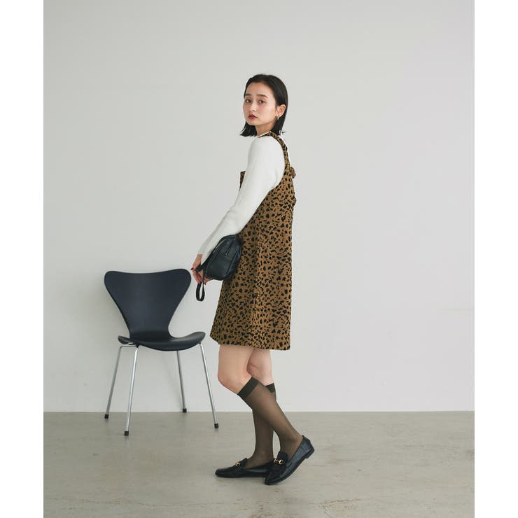 レオパード柄 ジャカードミニワンピース[品番：ADEW0004689]｜ad thie