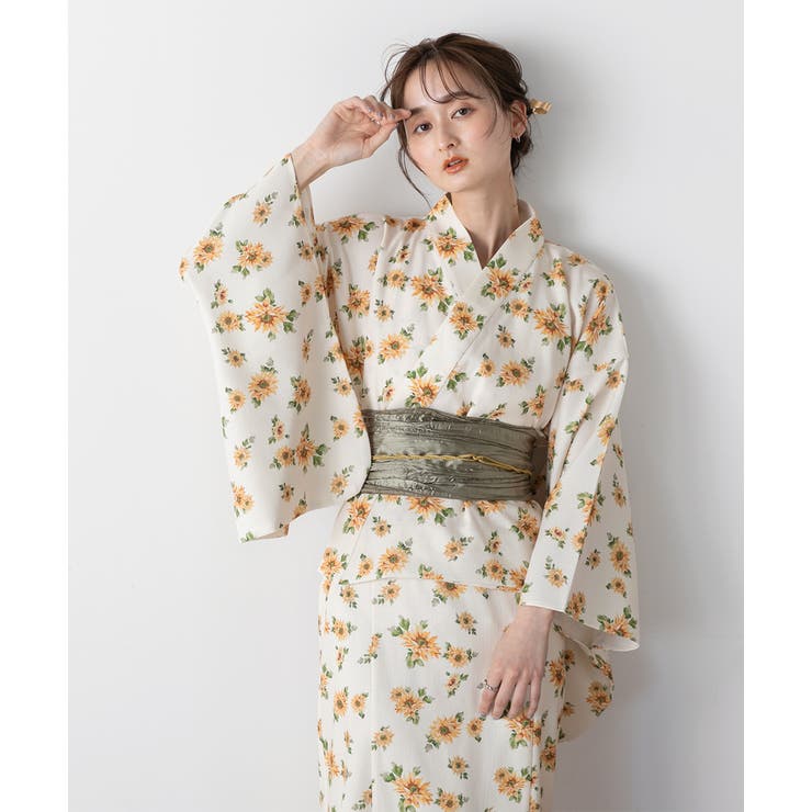 3点セット ひまわり柄セパレート2WAY浴衣セット[品番：ADEW0004456