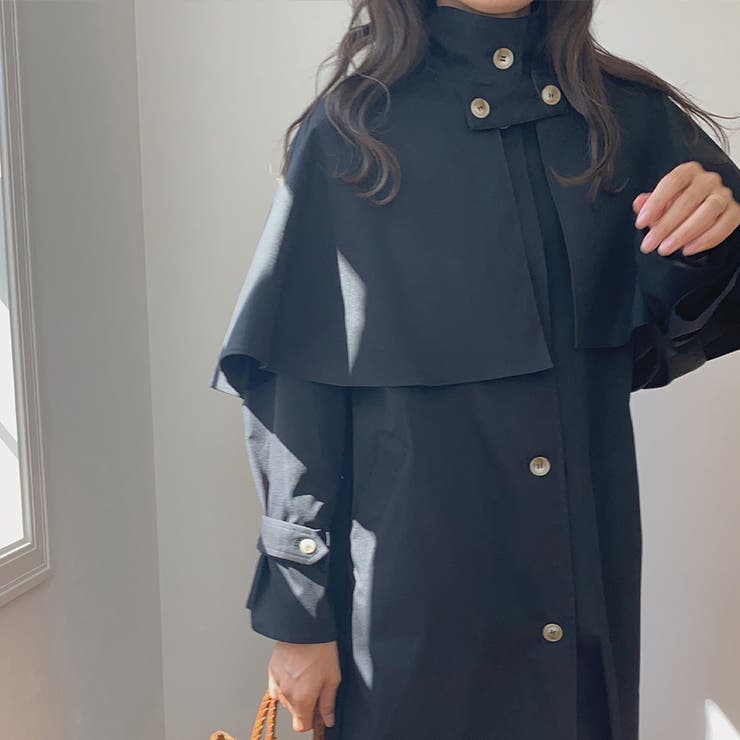 ケープ付き2wayスタンドカラートレンチコート[品番：AMTW0004775