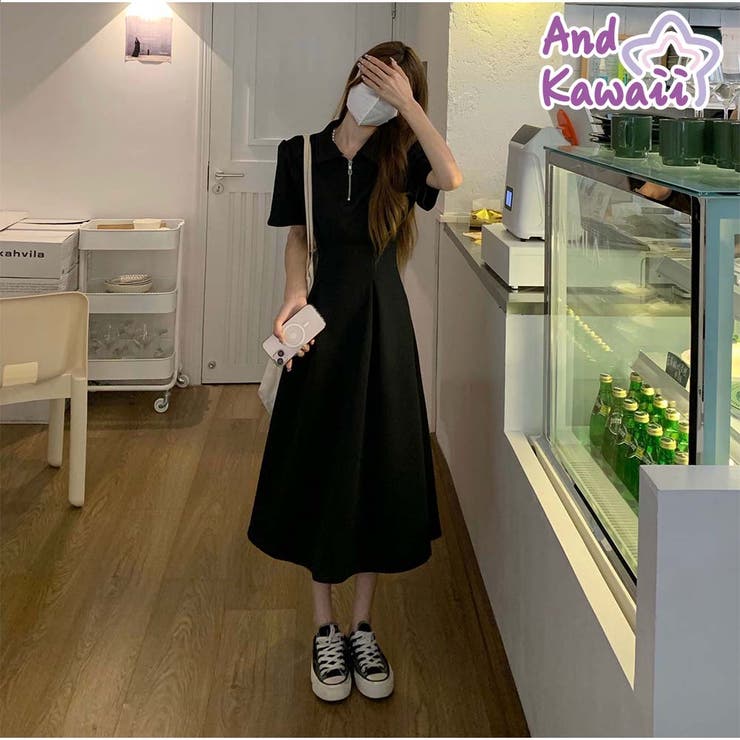 ワンピース 膝下丈 半袖[品番：AKIW0004476]｜And Kawaii（アンド