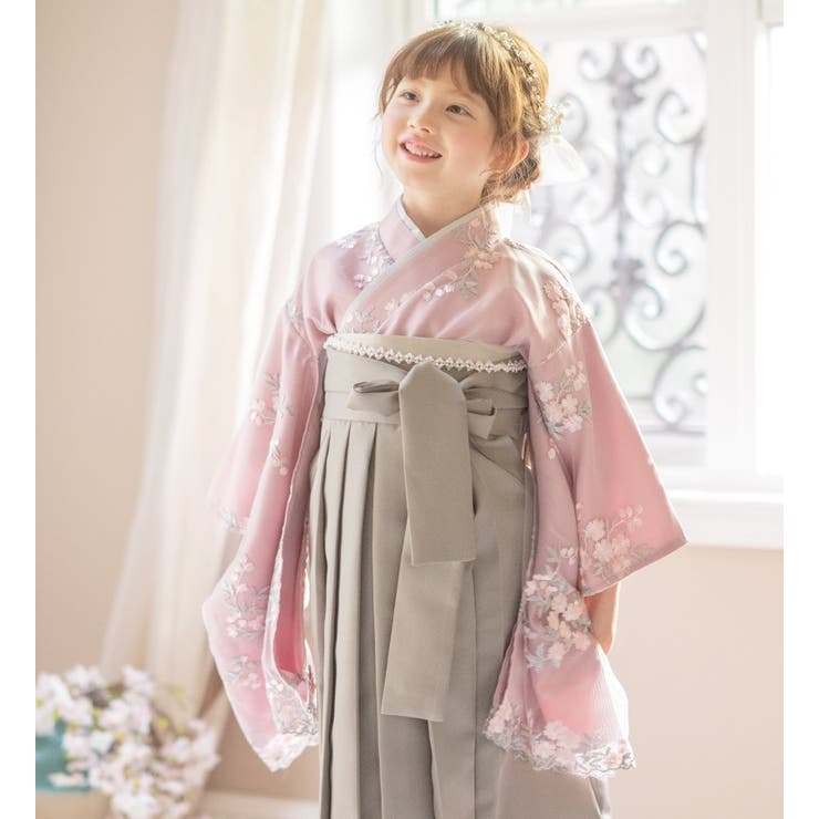 卒業式 袴 花刺繍チュールレース袴セット ミディアム丈 和装 おしゃれ