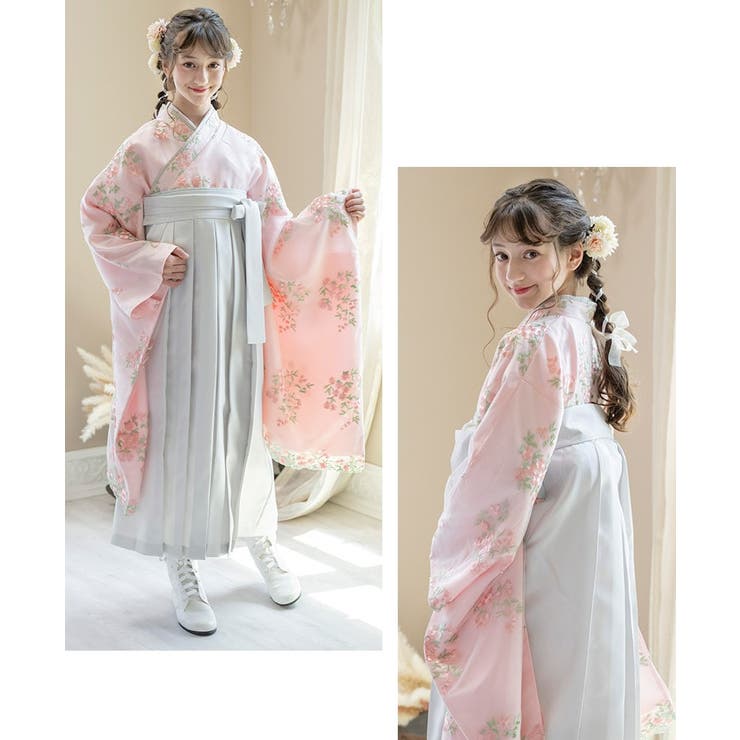 卒業式 袴 花刺繍チュールレース袴セット ミディアム丈 和装 おしゃれ