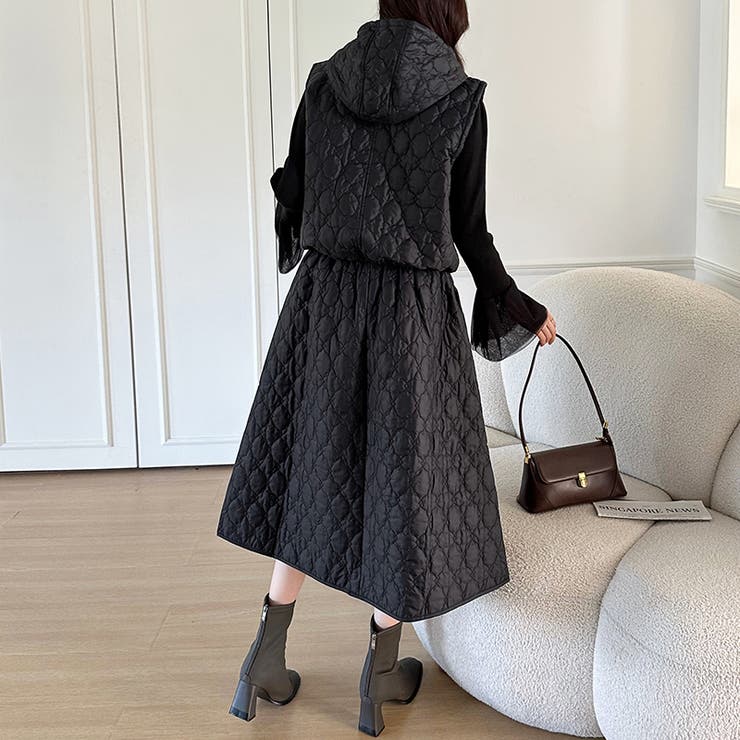 キルティング セットアップ スカートベスト上下セット[品番