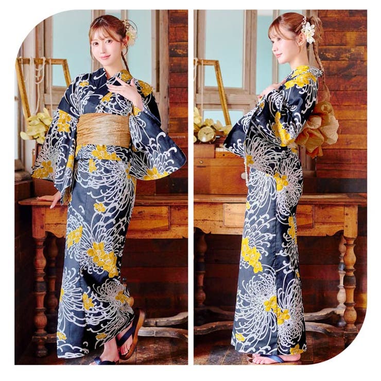 濃紺×乱れ菊柄浴衣【2025年新作 YUKATA by[品番：DY000032339]｜Dazzy