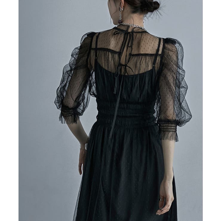 etoll エトル ドットチュールレイヤードドレス[品番：FT000007217