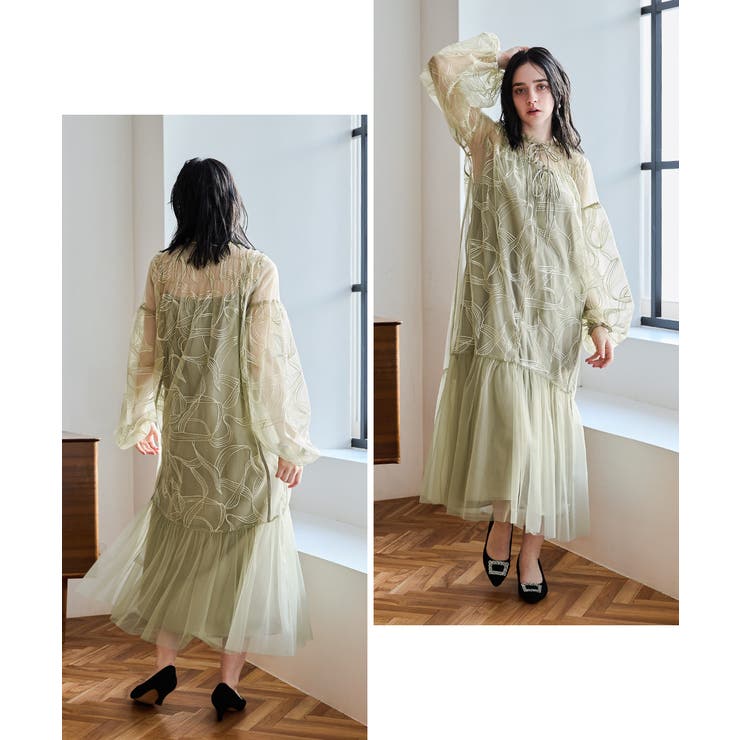 niana ニアナ リボンエンブロイダリーレイヤードドレス[品番