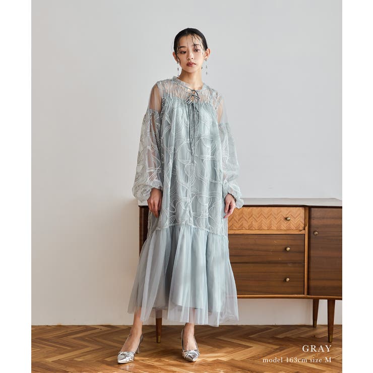 niana ニアナ リボンエンブロイダリーレイヤードドレス[品番