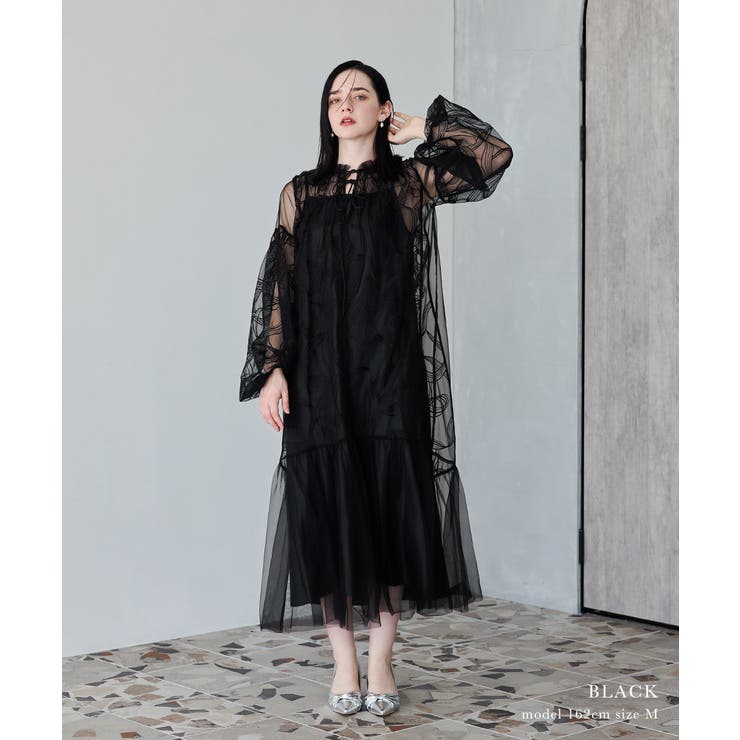 niana ニアナ リボンエンブロイダリーレイヤードドレス[品番