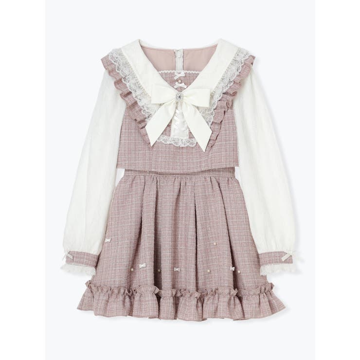 メニーリボンキラキラツイードワンピース[品番：PLMW0013490]｜NOEMIE