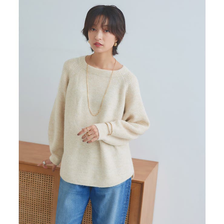 RASW】アルパカ混ボートネックニット ふわふわ ニット[品番